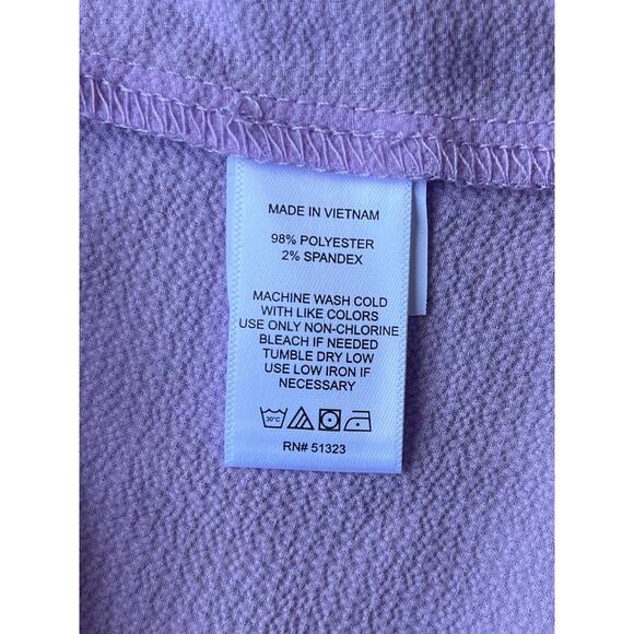 CeCe Ruffle V Neck Button Front Blouse Short Sleeve Purple Top - Medium - Picture 9 of 11